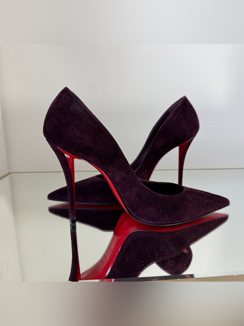 Christian Louboutin Miss Z- Burgundy Suede Pointed-Toe Heels